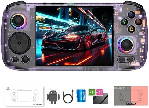 RG 406H وحدة التحكم باليد الرجعية مع شاشة IPS 4 بوصة شاشة RGB الإضاءة المحمولة المحمولة مع نظام Android 13 و 128G بطاقة TF 5000mAh بطارية بيضاء in Kuwait