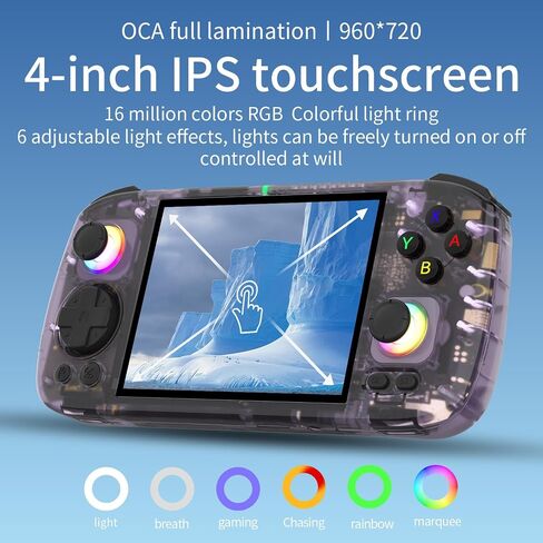 RG 406H وحدة التحكم باليد الرجعية مع شاشة IPS 4 بوصة شاشة RGB الإضاءة المحمولة المحمولة مع نظام Android 13 و 128G بطاقة TF 5000mAh بطارية بيضاء in Kuwait