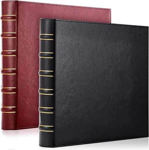 ReliThick قطعتان من غلاف جلدي عتيق مكون من 3 حلقات، غلاف مقاس 1 بوصة، منظم مجلد احترافي، مجلد مخطط، حجم الحروف 8.5 × 11 (أسود) in Kuwait