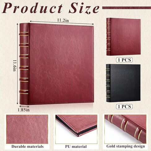 ReliThick قطعتان من غلاف جلدي عتيق مكون من 3 حلقات، غلاف مقاس 1 بوصة، منظم مجلد احترافي، مجلد مخطط، حجم الحروف 8.5 × 11 (أسود) in Kuwait