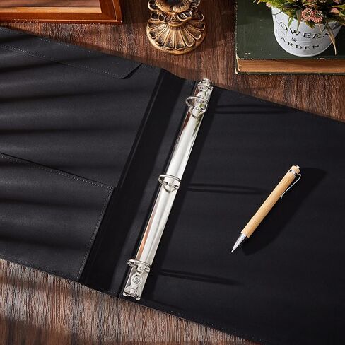 ReliThick قطعتان من غلاف جلدي عتيق مكون من 3 حلقات، غلاف مقاس 1 بوصة، منظم مجلد احترافي، مجلد مخطط، حجم الحروف 8.5 × 11 (أسود) in Kuwait