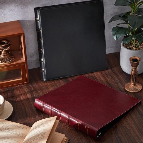 ReliThick قطعتان من غلاف جلدي عتيق مكون من 3 حلقات، غلاف مقاس 1 بوصة، منظم مجلد احترافي، مجلد مخطط، حجم الحروف 8.5 × 11 (أسود) in Kuwait