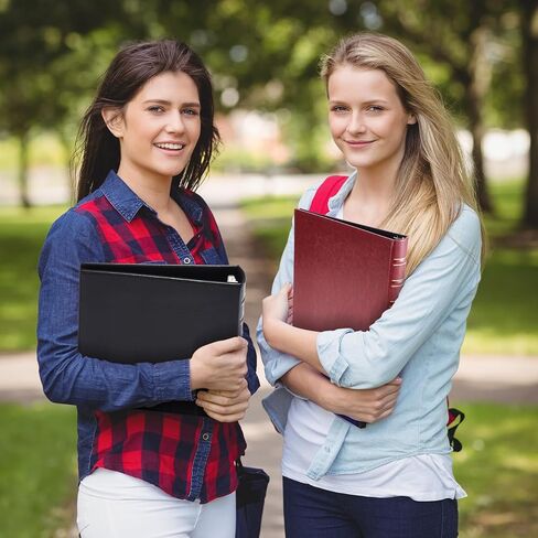 ReliThick قطعتان من غلاف جلدي عتيق مكون من 3 حلقات، غلاف مقاس 1 بوصة، منظم مجلد احترافي، مجلد مخطط، حجم الحروف 8.5 × 11 (أسود) in Kuwait