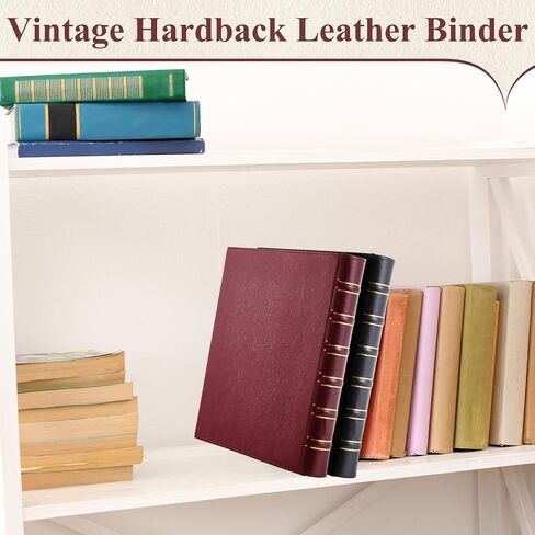 ReliThick قطعتان من غلاف جلدي عتيق مكون من 3 حلقات، غلاف مقاس 1 بوصة، منظم مجلد احترافي، مجلد مخطط، حجم الحروف 8.5 × 11 (أسود) in Kuwait