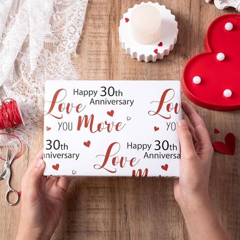 RUSPEPA Wrapping Paper Roll for 1st Anniversary - 17 Inches x 16.4 Feet - Happy 1st Anniversary Love you More Design on Durable Paper for Wedding Anniversary, Valentine's Day and Special Occasions in Kuwait