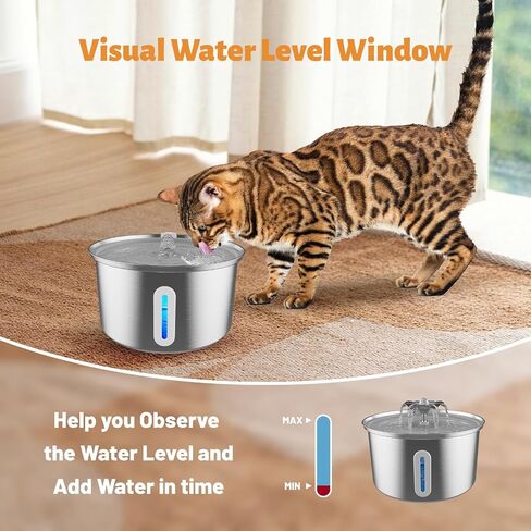 NUMINA 108oz/3.2L Stainless Steel Pet Water Fountain for Cats Indoor, Automatic Pet Water Dispenser for Dogs, Cats, Multiple Pets, with 2 Replacement Filters, Ultra-Quiet Pump in Saudi Arabia