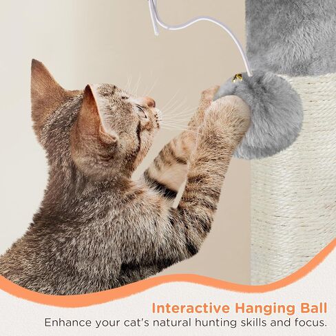 Yaheetech 57in Tall Cat Tree, Multi-Level Cat Tower W/Extended Platform, Padded Perch, Scratching Posts, Ball, for Indoor Large Cat Kitty as Pet Play House Activity Center in Kuwait
