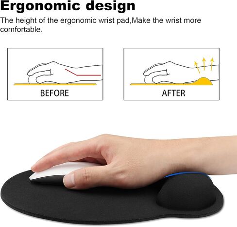 Wrist Rest Mouse Pad,Hosimoln Comfortable Memory Foam Mouse Pad with Wrist Support,Anti-Slip Rubber Mouse Wrist Support Pad for Working Gaming-25x23 black012 in Saudi Arabia