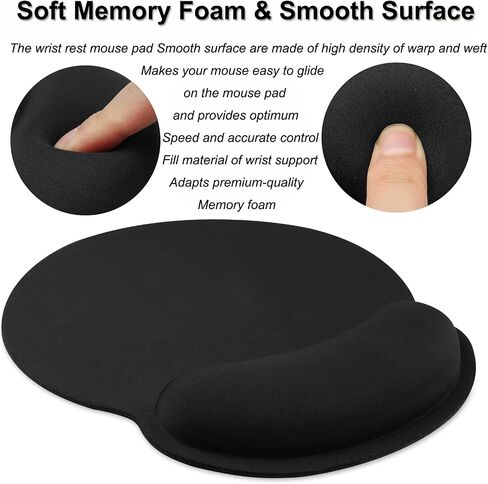 Wrist Rest Mouse Pad,Hosimoln Comfortable Memory Foam Mouse Pad with Wrist Support,Anti-Slip Rubber Mouse Wrist Support Pad for Working Gaming-25x23 black012 in Saudi Arabia