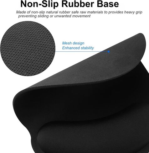 Wrist Rest Mouse Pad,Hosimoln Comfortable Memory Foam Mouse Pad with Wrist Support,Anti-Slip Rubber Mouse Wrist Support Pad for Working Gaming-25x23 black012 in Saudi Arabia