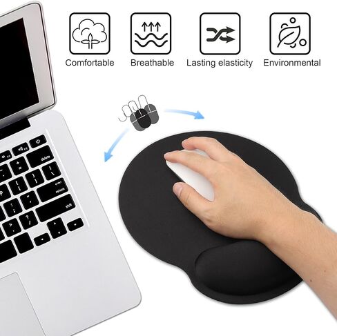 Wrist Rest Mouse Pad,Hosimoln Comfortable Memory Foam Mouse Pad with Wrist Support,Anti-Slip Rubber Mouse Wrist Support Pad for Working Gaming-25x23 black012 in Saudi Arabia