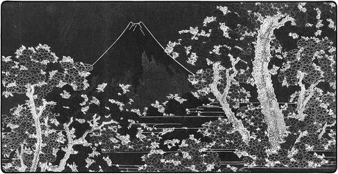 MPCO Ukiyo-E Mount Fuji with Cherry Trees in Bloom. Black/White Large Size Gaming WFH Mousepad Full Desk (Mount Fuji, DuraGlyde Fabric (Large (36" x 17")) in Kuwait
