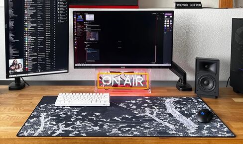 MPCO Ukiyo-E Mount Fuji with Cherry Trees in Bloom. Black/White Large Size Gaming WFH Mousepad Full Desk (Mount Fuji, DuraGlyde Fabric (Large (36" x 17")) in Kuwait
