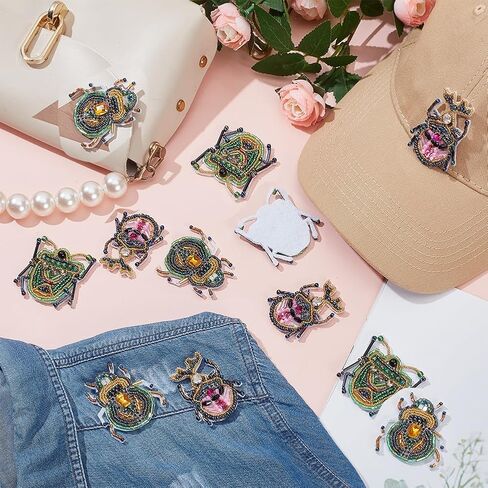 FREEBLOSS 6 Pcs Beaded Embroidery Kit Insect Sew on Patches Kit Beaded Appliques Sequin Patches Beaded Sew on Patches Embroidered Decorative Patch Sew Applique Patches for Brooch Hair Clip in Saudi Arabia
