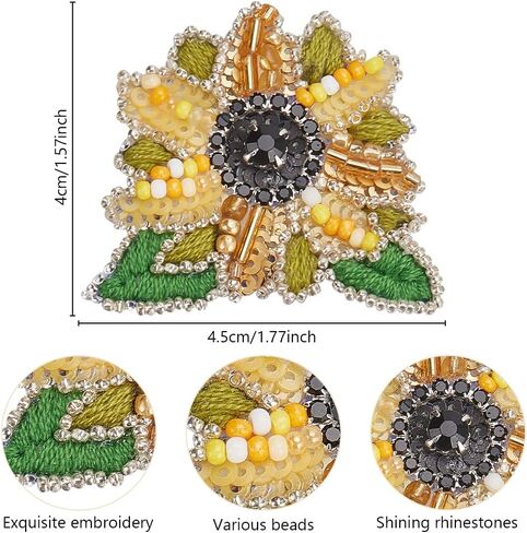 FreeBloss 6 PCS Temproidery Kit Keuct Sew on Patches Kit headed headed sequin patches headed headed on patches patches patch sevinative shice seut patches for brooch hair clip in Kuwait