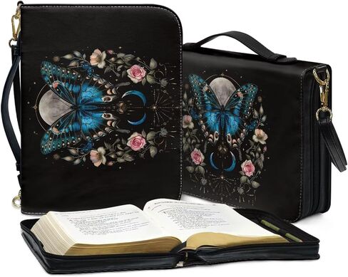 Wolf Forest Printed Bible Covers for Men & Women, Bible Holder, Lightweight Bible Cover Carrying Organizer Bag with Detachable Shoulder Strap, Leather Bible Case Church Bag,M in Saudi Arabia