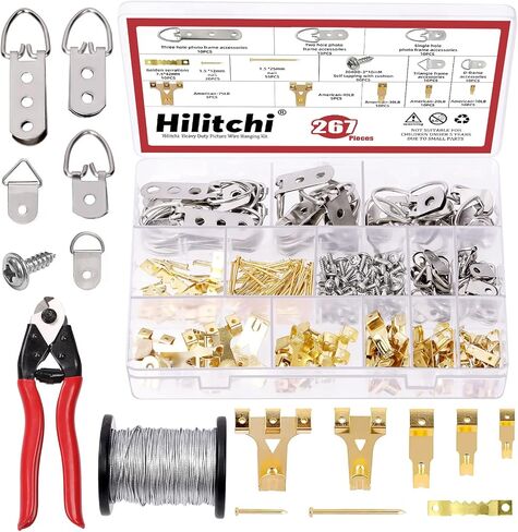 Hilitchi Picture Hangers, 160-Pcs Professional Frame Hanging Picture Hanging Kit Hanger - Heavy Frame Hooks for Wall Mounting Holds 5-100 lbs in Saudi Arabia