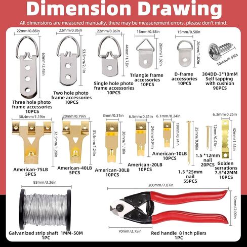 Hilitchi Picture Hangers, 160-Pcs Professional Frame Hanging Picture Hanging Kit Hanger - Heavy Frame Hooks for Wall Mounting Holds 5-100 lbs in Saudi Arabia