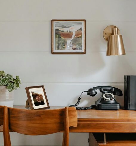 Square 6x6 Picture Frame Horizontal Vertical Display Photos 4x4 with Mat or 6x6 without Mat Made of Solid Natural Walnut Wood with Real Glass Table Desktop Standing Wall Mounting Gallery Frames in Kuwait