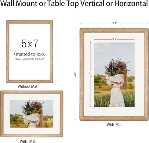 Square 6x6 Picture Frame Horizontal Vertical Display Photos 4x4 with Mat or 6x6 without Mat Made of Solid Natural Walnut Wood with Real Glass Table Desktop Standing Wall Mounting Gallery Frames in Saudi Arabia