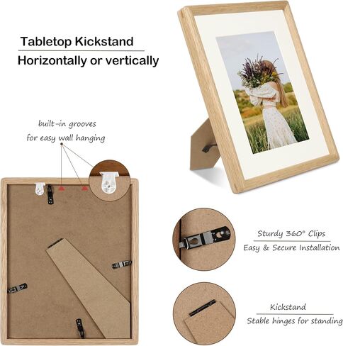 Square 6x6 Picture Frame Horizontal Vertical Display Photos 4x4 with Mat or 6x6 without Mat Made of Solid Natural Walnut Wood with Real Glass Table Desktop Standing Wall Mounting Gallery Frames in Saudi Arabia
