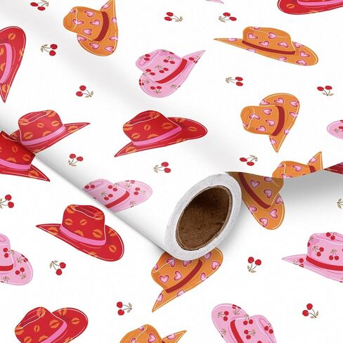 Lezakaa Western Cowgirl Wrapping Paper Roll for Girls Women ، و Cowgirl Boots & Boukets of Flowers ، Wild West Cowgirl Party Gift For Birthday ، Mini Roll ، 17 Inges × 16.4 قدم (23.2 قدم مربع) in Kuwait
