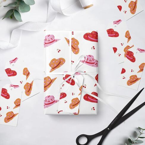 Lezakaa Western Cowgirl Wrapping Paper Roll for Girls Women ، و Cowgirl Boots & Boukets of Flowers ، Wild West Cowgirl Party Gift For Birthday ، Mini Roll ، 17 Inges × 16.4 قدم (23.2 قدم مربع) in Kuwait
