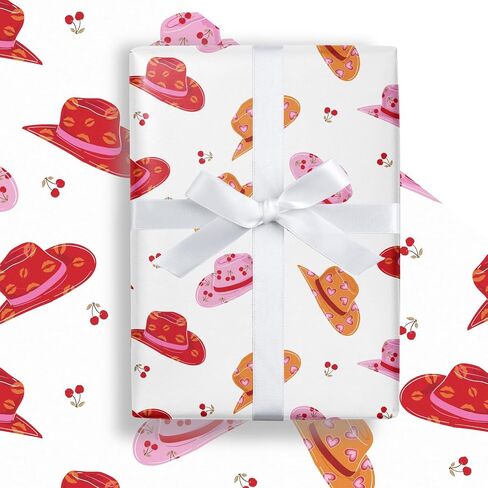 Lezakaa Western Cowgirl Wrapping Paper Roll for Girls Women ، و Cowgirl Boots & Boukets of Flowers ، Wild West Cowgirl Party Gift For Birthday ، Mini Roll ، 17 Inges × 16.4 قدم (23.2 قدم مربع) in Kuwait