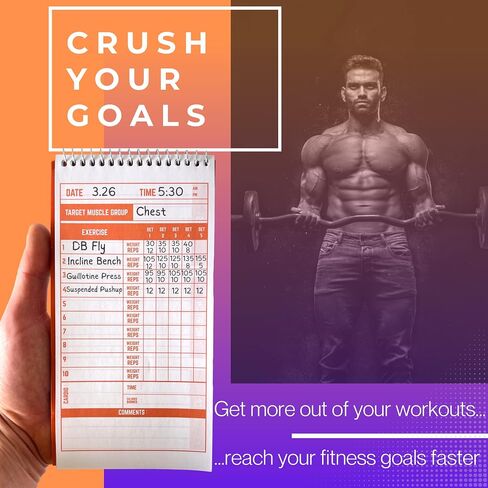 Portage Fitness & Workout Notebook - Fitness Journal, Workout Log, Exercise & Weight Training Notebook Planner, Fitness Tracker Log for Bodybuilding – 4 x 8 Inches, 140 Pages, 70 Sheets (Pack of 3) in Saudi Arabia