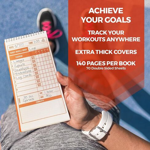 Portage Fitness & Workout Notebook - Fitness Journal, Workout Log, Exercise & Weight Training Notebook Planner, Fitness Tracker Log for Bodybuilding – 4 x 8 Inches, 140 Pages, 70 Sheets (Pack of 3) in Saudi Arabia