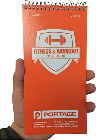 Portage Fitness & Workout Notebook - Fitness Journal, Workout Log, Exercise & Weight Training Notebook Planner, Fitness Tracker Log for Bodybuilding – 4 x 8 Inches, 140 Pages, 70 Sheets (Pack of 3) in Saudi Arabia