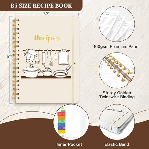 LuBudingJoy Blank Recipe Book to Write in Your Own Recipes. Sprial Hardcover Blank Cookbook, Recipe Journal Hold 150 Recipes(Black Green) in Saudi Arabia