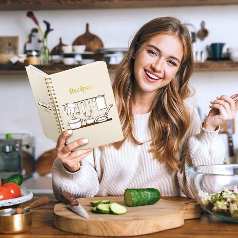 LuBudingJoy Blank Recipe Book to Write in Your Own Recipes. Sprial Hardcover Blank Cookbook, Recipe Journal Hold 150 Recipes(Black Green) in Saudi Arabia