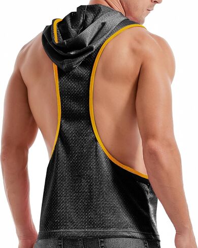 Men's Workout Hooded Tank Tops Bodybuilding Muscle Cut Off T Shirt Sleeveless Gym Hoodies in Kuwait