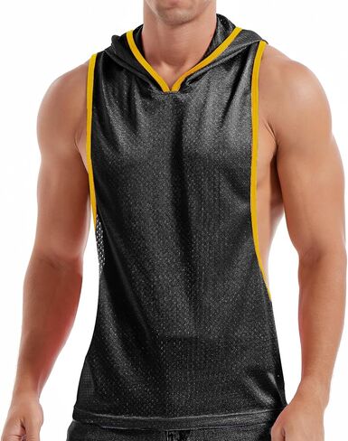 Men's Workout Hooded Tank Tops Bodybuilding Muscle Cut Off T Shirt Sleeveless Gym Hoodies in Kuwait