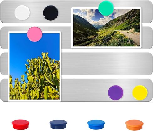 Magnetic Board Frameless Stainless Iron Board Strips Magnetic Strips with Adhesive Backing Magnet Board Magnetic Bulletin Board Bar Memo Board with 10pcs Colorful Magnets for Home Office (4PCS) in Kuwait