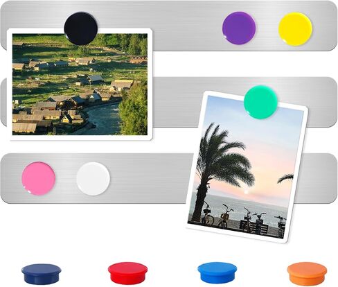 Magnetic Board Frameless Stainless Iron Board Strips Magnetic Strips with Adhesive Backing Magnet Board Magnetic Bulletin Board Bar Memo Board with 10pcs Colorful Magnets for Home Office (4PCS) in Kuwait