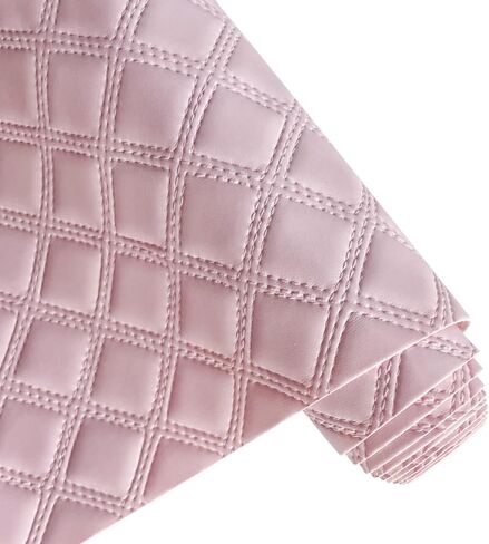 ONEART | Solid Plaid Embossed Faux Leather Fabric, 16"×54" Soft Durable Synthetic Pleather for Wallets Handbag Sewing Projects-Pink in Kuwait