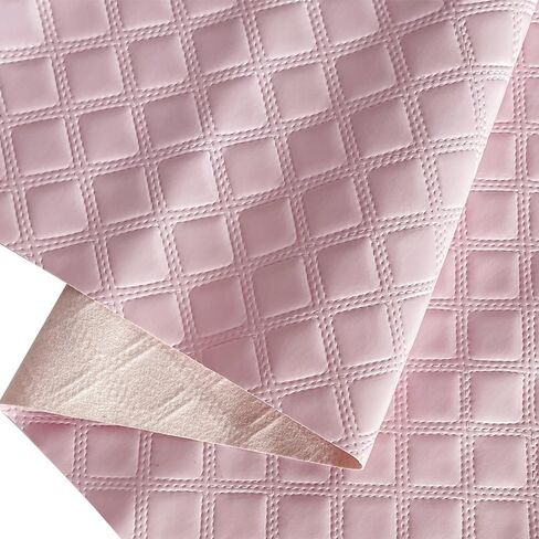 ONEART | Solid Plaid Embossed Faux Leather Fabric, 16"×54" Soft Durable Synthetic Pleather for Wallets Handbag Sewing Projects-Pink in Kuwait