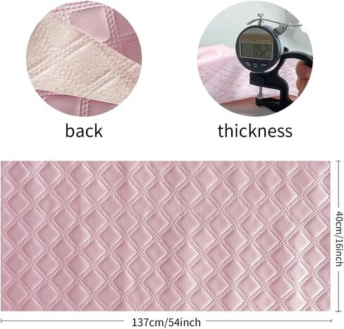 ONEART | Solid Plaid Embossed Faux Leather Fabric, 16"×54" Soft Durable Synthetic Pleather for Wallets Handbag Sewing Projects-Pink in Kuwait