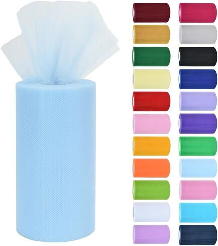 Baby Blue Tulle Fabric Rolls 6 Inch by 50 Yards (150 feet) Fabric Spool Tulle Ribbon for DIY Tutu Bow Baby Shower Birthday Party Wedding Decorations Christmas Craft Party Supplies in Saudi Arabia