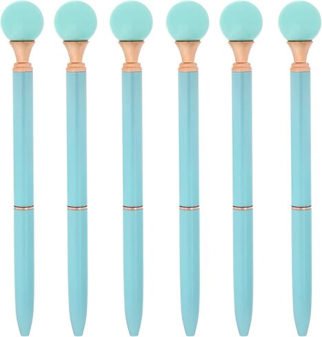 6 Pieces False Pearl Decoration Twist Metal Ballpoint Pen Ball Pen 1.0 MM Black Ink in Saudi Arabia