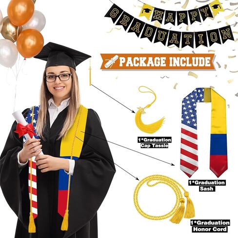 HSELOGI التخرج سرق فئة 2024 مع شرابة كاب، وحبل شرف - وشاح تخرج علم مختلط ليوم التخرج 72 بوصة in Saudi Arabia