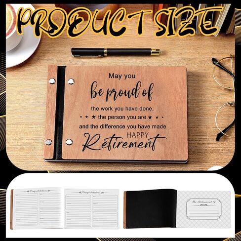 Wood Retirement Guest Book with Signature Pen Retirement Party Decorations Supplies Gifts for Women Men Office Colleague Advice and Wishes(Happy Retirement) in Kuwait