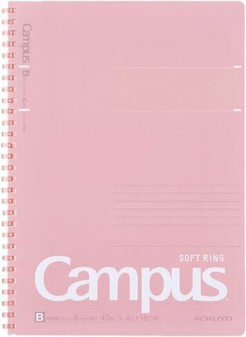 KOKUYO Spiral Lined Notebook, 10'' x 7'' Pastel Journal B5 Campus Soft Ring Notebooks with Dot 6 mm Ruled, 40 Sheets, Pink 1 Subject Notebook, Note Taking for School. Japan Import (SU-S111BT-P) in Saudi Arabia