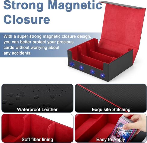 Card Deck Case for Trading Cards 1800+, MTG Card Storage Box, Leather Magnetic Closure Storage Box for Magic Commander, MTG, YuGiOh, PKM and Sports Cards in Saudi Arabia