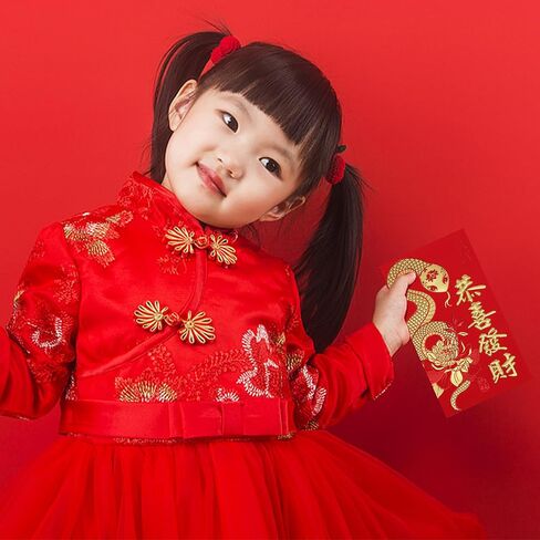 36pcs Chinese New Year Snake Red Envelopes 2025, 3.5x 6.7 inch Money Envelope Red Packets Hong Bao with 6 Different Gold Snake in Saudi Arabia