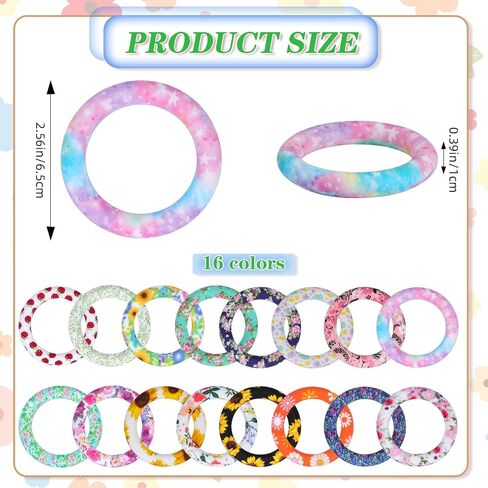 WEWAYSMILE 32 Piece Silicone Beadable Ring 65mm Round Silicone Beads Ring Bulk Focal Beads Water Transfer Silicone Beads for DIY Make Handicrafts Keychains Necklaces Lanyards(Classic Color Mix 1) in Kuwait