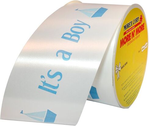 Morex Ribbon Baby Surprise Ribbon: It's a Boy, Polypropylene, 2 3/4 inches by 20 Yards, Light Blue/Boy, Item 90170/20-602 in Kuwait