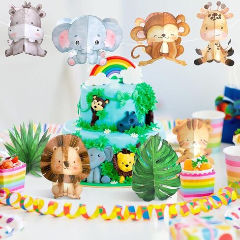 WETTARN 9 PCS Baby Jungle Animals Decoration Safari Baby Shower Centerpieces 3D Jungle Themp Centerpces للأطفال in Kuwait